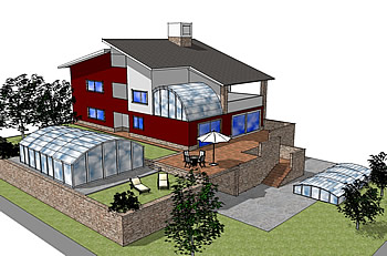 3D izris bazenske strehe